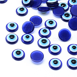 Resin Evil Eye Cabochons, Half Round/Dome, Blue, 10x4~4.5mm(X-CRES-S612-10mm)