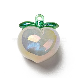 UV Plating Opaque Acrylic Pendants, AB Color Plated, Peach, Beige, 33x28x25.5mm, Hole: 2.5mm(SACR-A001-07B)