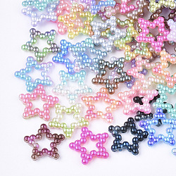 Rainbow ABS Plastic Imitation Pearl Linking Rings, Gradient Mermaid Pearl, Star, Mixed Color, 11.5x12x2mm, Inner Measure: 3x3mm, about 1000pcs/bag(OACR-T015-02)