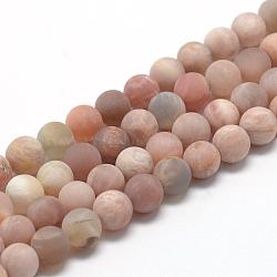 Natural Sunstone Beads Strands, Frosted, Round, 8~9mm, Hole: 1mm, about 45~48pcs/strand, 15.7 inch(G-R446-8mm-36)