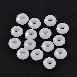 Handmade Glass European Beads, Large Hole Beads, Rondelle, MilkWhite, about 14mm in diameter, 8mm thick, hole: 5mm(GPDL3Y-26)