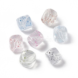 Transparent Acrylic Beads, with Dried Flower Petal, Square, Random Color, 16x16x16mm, Hole: 2mm, 278pcs/500g(OACR-H019-17)