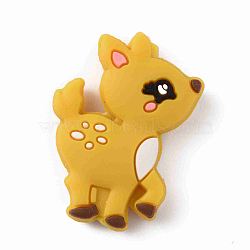 Food Grade Eco-Friendly Silicone Beads, Deer, Goldenrod, 32x24x7mm, Hole: 2mm(X1-SIL-WH0014-03D)