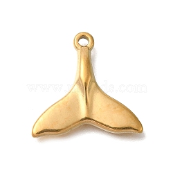 Ion Plating(IP) 304 Stainless Steel Pendants, Fishtail Charm, Golden, 18x18.5x3.2mm, Hole: 1.6mm(STAS-M075-19G)