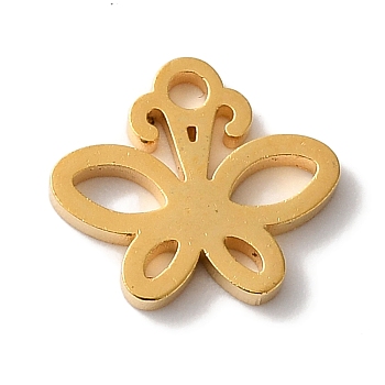 PVD Vacuum Plating 304 Stainless Steel Charms, Laser Cut, Butterfly Charms, Golden, 8x9x1mm, Hole: 1.2mm