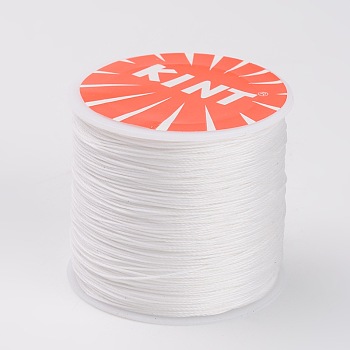 Round Waxed Polyester Cords, White, 0.45mm, about 174.97 yards(160m)/roll