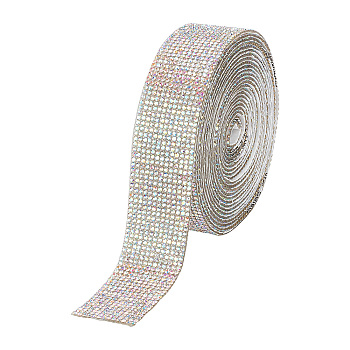 Fingerinspire Self Adhesive Glass Rhinestone Glue Sheets, for Trimming Cloth Bags and Shoes, Crystal AB, 27mm, 4m/roll.