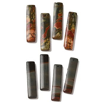 Natural Picasso Jasper Pendants, Rectangle Charms, 48x10.5~11x4~4.5mm, Hole: 1.2mm
