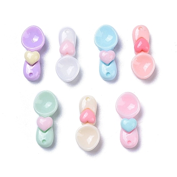 Opaque Cute Resin Decoden Cabochons, Mixed Color, Spoon with Heart, 16x7x5.5mm