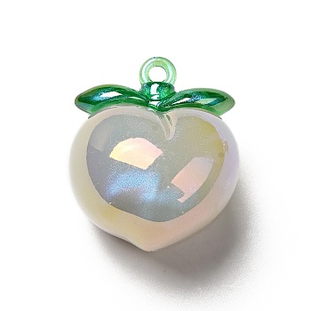 UV Plating Opaque Acrylic Pendants, AB Color Plated, Peach, Beige, 33x28x25.5mm, Hole: 2.5mm