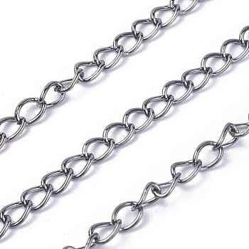 Iron Side Twisted Chain, Unwelded, Lead Free, with Spool, Gunmetal, 6x4x0.7mm, about 328.08 Feet(100m)/roll