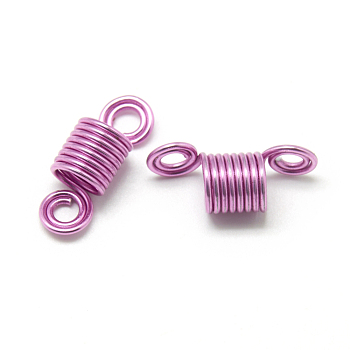 Aluminum Hair Coil Cuffs, Dreadlock Accessories, Spiral Hair Decoration, Eight Loops, Hot Pink, 22~23x8mm, Hole: 3mm