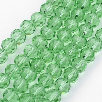 Transparent Glass Bead Strands, Imitate Austrian Crystal, Faceted(32 Facets), Round, Light Green, 4mm, Hole: 1mm, about 96~100pcs/strand, 14~14.5 inch