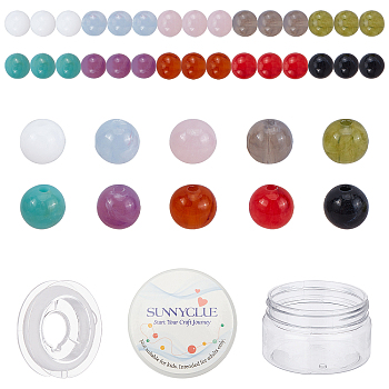 SUNNYCLUE 200Pcs 10 Colors Imitation Gemstone Acrylic Beads for DIY Bracelets Making Kits, with 1Roll Beading Elastic Thread, Mixed Color, 8mm, Hole: 2mm