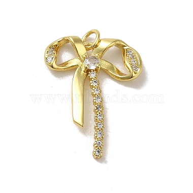 Real 18K Gold Plated Clear Bowknot Brass+Cubic Zirconia Pendants