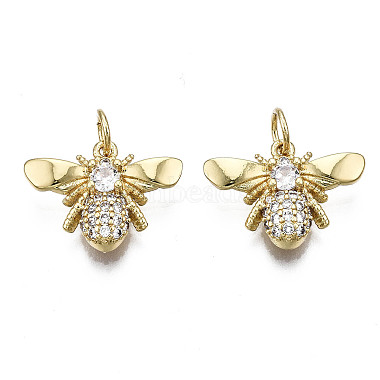 Real 16K Gold Plated Clear Insects Brass+Cubic Zirconia Pendants