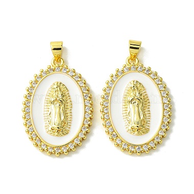 Real 18K Gold Plated Clear Oval Brass+Cubic Zirconia+Enamel Pendants