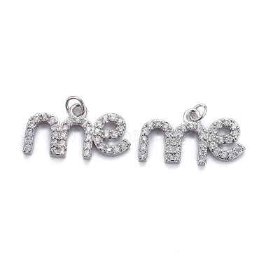 Real Platinum Plated Clear Word Brass+Cubic Zirconia Pendants
