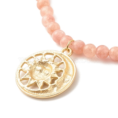Sun and Moon Pendants Necklace with Natural Sunstone Beads(NJEW-JN03805)-5
