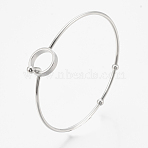 Tarnish Resistant 304 Stainless Steel Bangles, with 201 Stainless Steel Beads, Ring, Stainless Steel Color, 2-3/8 inch(6.2cm)x2-3/8 inch(6cm), 2mm(STAS-N084-04)