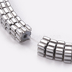 Electroplated Non-magnetic Synthetic Hematite Beads Strands, Striped Square, Platinum Plated, 4x4x2mm, Hole: 0.5mm, about 200pcs/strand, 15.7 inch(40cm)(G-P367-D08)