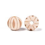 Natural Schima Wood European Beads, Round, Large Hole Beads, Blanched Almond, 16mm, Hole: 4.5mm(WOOD-Q001-01)