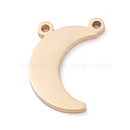 Vacuum Plating 304 Stainless Steel Pendants, Moon, Golden, 13.5x8.5x1mm, Hole: 1mm(STAS-A053-17G)