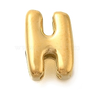 Ion Plating(IP) 304 Stainless Steel Slide Charms, Real 14K Gold Plated, Letter H, 9x6.5x4.5mm, Hole: 3x2mm(STAS-B075-37G-H)