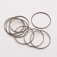 Brass Linking Rings, Nickel Free, Antique Bronze, 25x0.7~1mm(EC18725mm-NFAB)