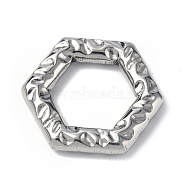 304 Stainless Steel Linking Rings, Textured, Hexagon, Stainless Steel Color, 20x22.5x3.5mm, Inner Diameter: 12x13.5mm(STAS-B034-02P)