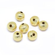 Brass Beads, Round, Real 18K Gold Plated, 6x5.5mm, Hole: 1.5mm(KK-F764-17G-6mm)