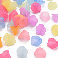 Frosted Acrylic Bead Caps, Flower, Mixed Color, 12x12x9mm, Hole: 1.2mm, about 1700pcs/500g(MACR-S371-10A)