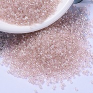 MIYUKI Delica Beads, Cylinder, Japanese Seed Beads, 11/0, (DB1243) Transparent Pink Mist AB, 1.3x1.6mm, Hole: 0.8mm, about 2000pcs/10g(X-SEED-J020-DB1243)