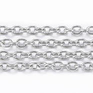 304 Stainless Steel Cable Chains, Soldered, with Spool, Oval, Stainless Steel Color, 2.5x2x0.5mm, about 32.8 Feet(10m)/roll(CHS-H009-27P)