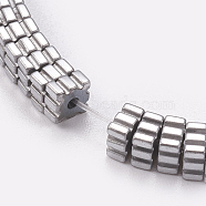 Electroplated Non-magnetic Synthetic Hematite Beads Strands,Striped Square, Platinum Plated, 4x4x2mm, Hole: 0.5mm, about 200pcs/strand, 15.7 inch(40cm)(G-P367-D08)