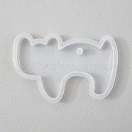 Halloween DIY Cat Shape Pendant Silicone Molds, Resin Casting Molds, For UV Resin, Epoxy Resin Jewelry Making, White, 45x65x11mm, Hole: 3.5mm, Inner Size: 39x59mm(DIY-P006-46)