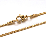 304 Stainless Steel Snake Chain Necklaces, with Lobster Claw Clasps, Golden, 15.7 inch(40cm), 1mm(X-NJEW-F112-31)
