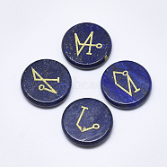 Natural Lapis Lazuli Cabochons, Dyed, Flat Round with Pattern, 25x5.5mm, 4pcs/set(G-T122-38C)
