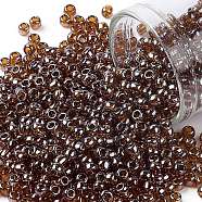 TOHO Round Seed Beads, Japanese Seed Beads, (114) Transparent Luster Smoky Topaz, 8/0, 3mm, Hole: 1mm, about 10000pcs/pound(SEED-TR08-0114)