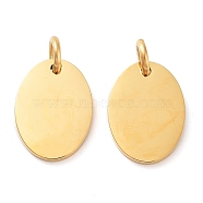 304 Stainless Steel Stamping Blank Tag Pendants, with Jump Ring, Oval Charm, Real 14K Gold Plated, 16.5x12x1.3mm, Hole: 3.6mm(STAS-L022-182G-01)