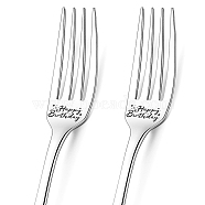 Globleland Word Pattern 304 Stainless Steel Fork, with Coated Paper Cutlery Storage Box, Birthday Themed Pattern, 200x24mm, Fork: 2pcs/box(AJEW-GL0001-17J)