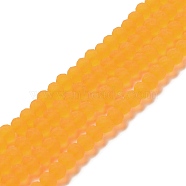 Transparent Glass Beads Strands, Faceted, Frosted, Rondelle, Orange, 4mm, Hole: 1mm, about 113~115pcs/strand, 41~42cm(EGLA-A034-T4mm-MD05)