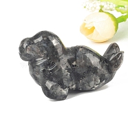 Natural Larvikite Carved Healing Sea Dog Figurines, Reiki Energy Stone Display Decorations, 50.8mm(PW-WG85858-16)
