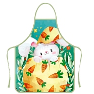 Cute Easter Rabbit Pattern Polyester Sleeveless Apron, with Double Shoulder Belt, for Household Cleaning Cooking, Dark Turquoise, 800x600mm(PW-WG40759-02)