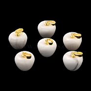 Natural Howlite Teacher Apple Charms, with Golden Plated Brass Snap on Bails, 14.5x14mm, Hole: 6.5x4mm(G-Z022-02C-G)
