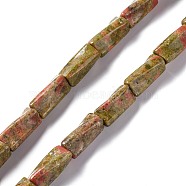 Natural Unakite Beads Strands, Twist Column, 19~21.5x8~9.5x8~9.5mm, Hole: 1.2mm, about 20pcs/strand, 15.67''~16.34''(39.8~41.5cm)(G-L240-15)