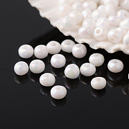 8/0 Grade A Round Glass Seed Beads, Opaque Colours Rainbow, White, 3x2mm, Hole: 1mm, about 13000pcs/pound(SEED-A022-F8-401)