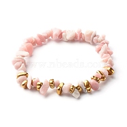 Natural Pink Opal Chip Beads Stretch Bracelets, with Non-magnetic Synthetic Hematite Beads, Inner Diameter: 2-1/8 inch(5.5cm)(BJEW-JB06599-03)