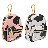 2Pcs 2 Colors PU Leather Tarp Zip Cosmetic Pouches, Cow Print Wallets with Alloy Clasp for Women, Mixed Color, 160mm, 1pc/color(AJEW-FG0003-26)