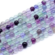 Natural Fluorite Beads Strands, Round, 6~6.5mm, Hole: 0.8mm, about 64pcs/strand, 15.75 inch(40cm)(G-G823-03-6mm)